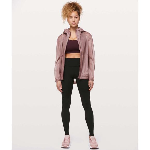 Lululemon Sheerjoy Pink Full Zip Waterproof Hooded Jacket Women's 8 Lightweight - Picture 9 of 16